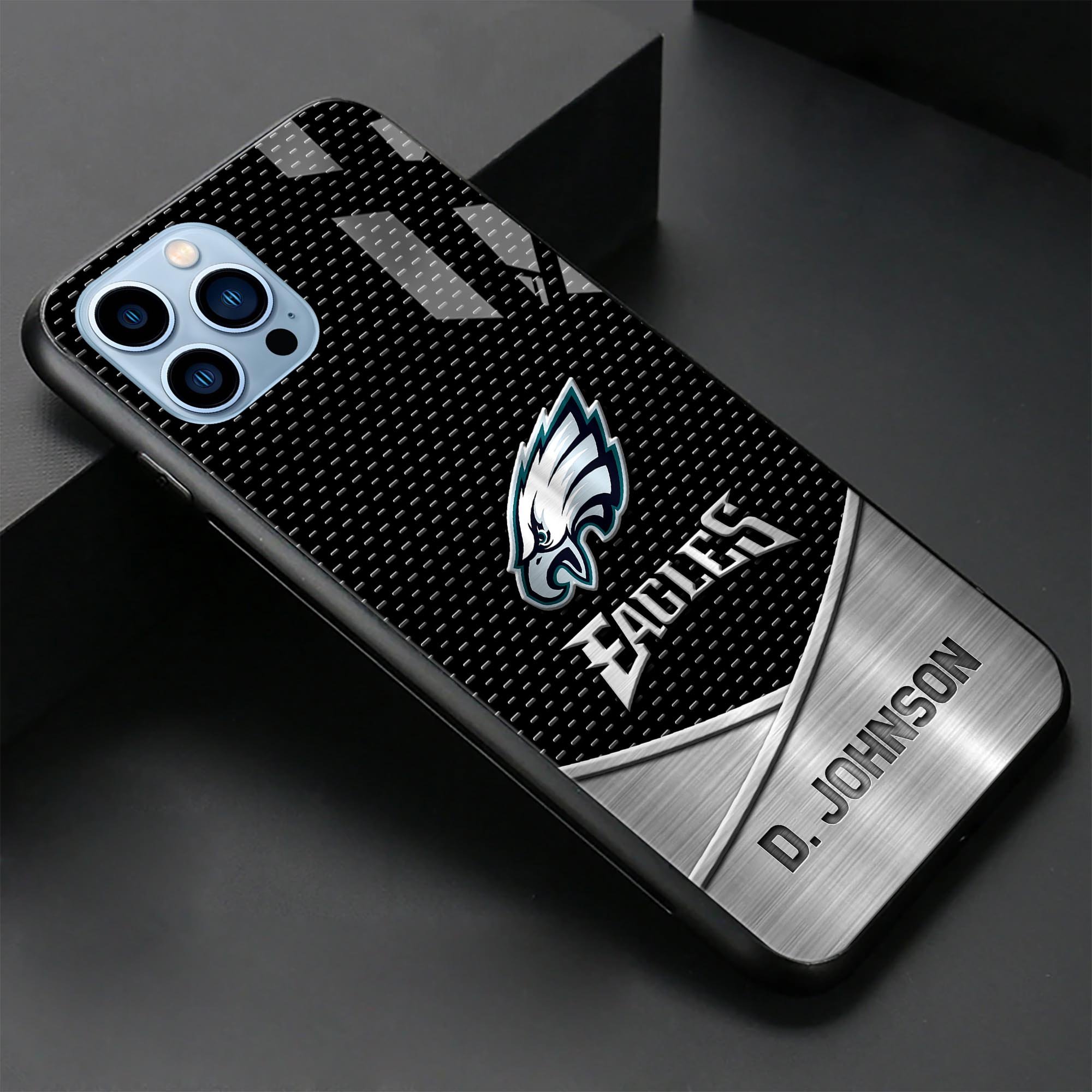 Alternative view of Philadelphia Eagles Glass Phone Case 2025 Version Custom Name, Sport Phone Case, Sport Gifts ETRG-41241