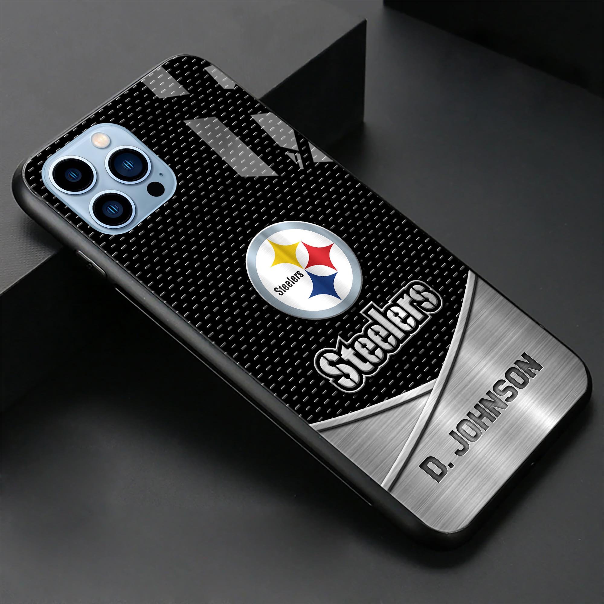 Alternative view of Pittsburgh Steelers Glass Phone Case 2025 Version Custom Name, Sport Phone Case, Sport Gifts ETRG-41241