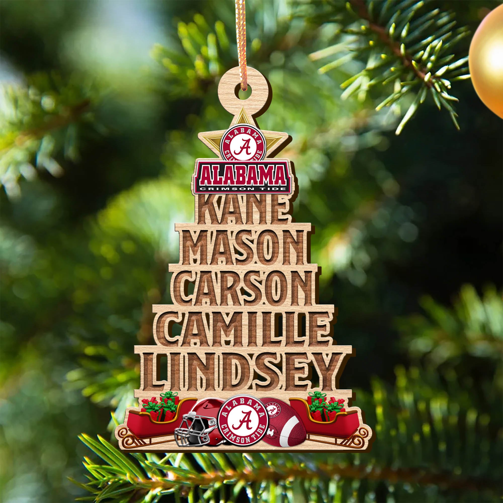 Alabama Crimson Tide Wooden Ornament 2024 Version Personalized Family Members Names, Christmas Tree Ornament, Christmas Gifts For Sport Lovers ETHY-51906
