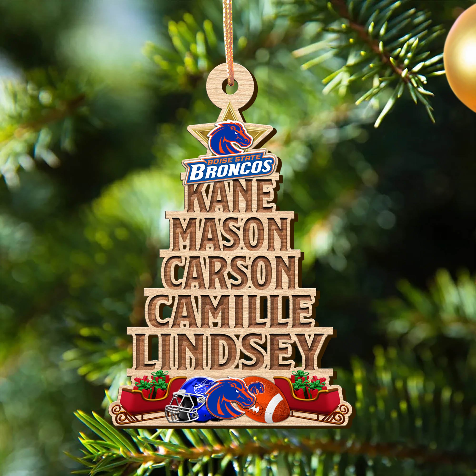 Boise State Broncos Wooden Ornament 2024 Version Personalized Family Members Names, Christmas Tree Ornament, Christmas Gifts For Sport Lovers ETHY-51906