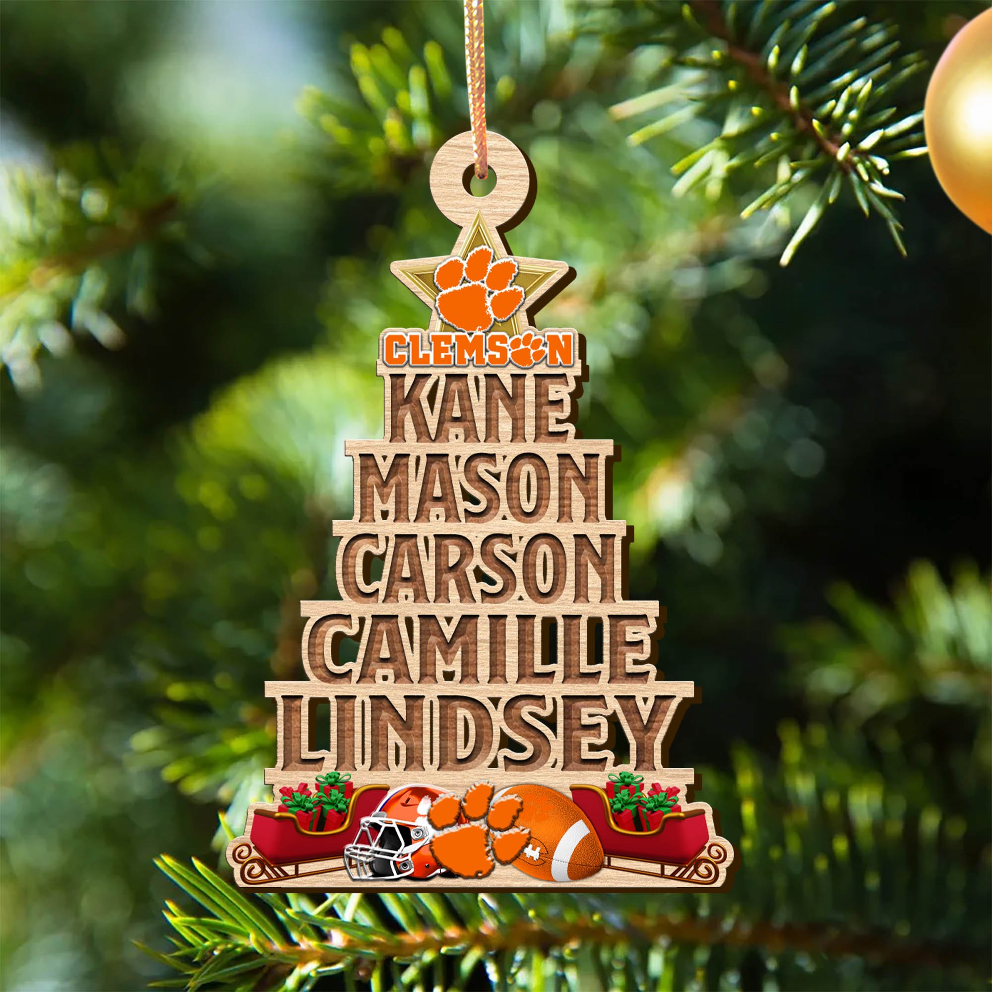 Clemson Tigers Wooden Ornament 2024 Version Personalized Family Members Names, Christmas Tree Ornament, Christmas Gifts For Sport Lovers ETHY-51906