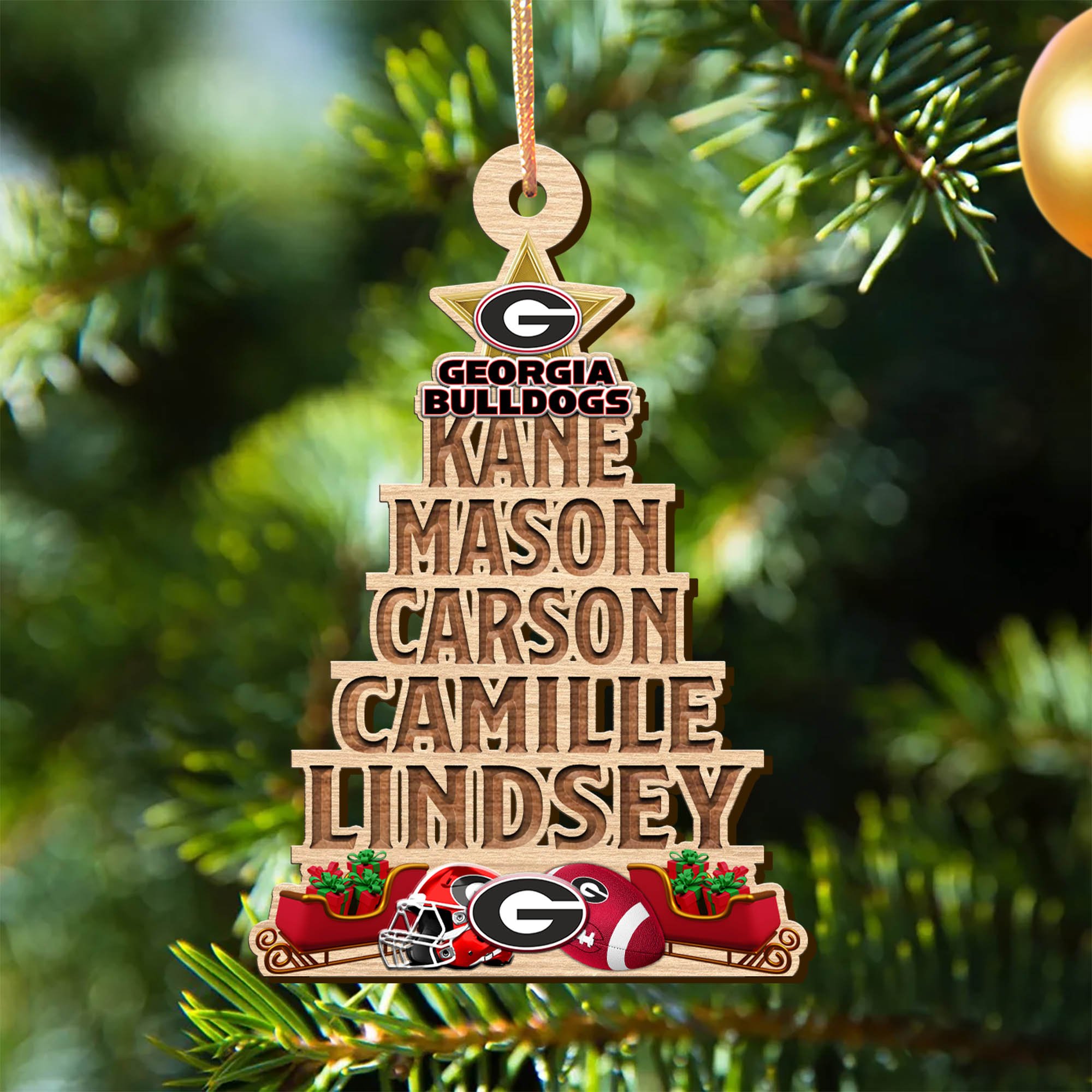 Georgia Bulldogs Wooden Ornament 2024 Version Personalized Family Members Names, Christmas Tree Ornament, Christmas Gifts For Sport Lovers ETHY-51906