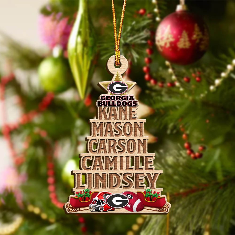 Alternative view of Georgia Bulldogs Wooden Ornament 2024 Version Personalized Family Members Names, Christmas Tree Ornament, Christmas Gifts For Sport Lovers ETHY-51906