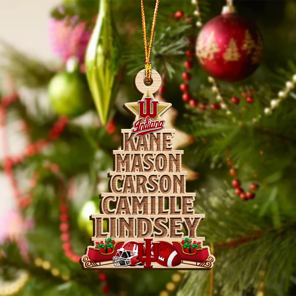 Alternative view of Indiana Hoosiers Wooden Ornament 2024 Version Personalized Family Members Names, Christmas Tree Ornament, Christmas Gifts For Sport Lovers ETHY-51906