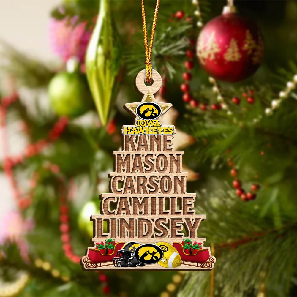 Alternative view of Iowa Hawkeyes Wooden Ornament 2024 Version Personalized Family Members Names, Christmas Tree Ornament, Christmas Gifts For Sport Lovers ETHY-51906