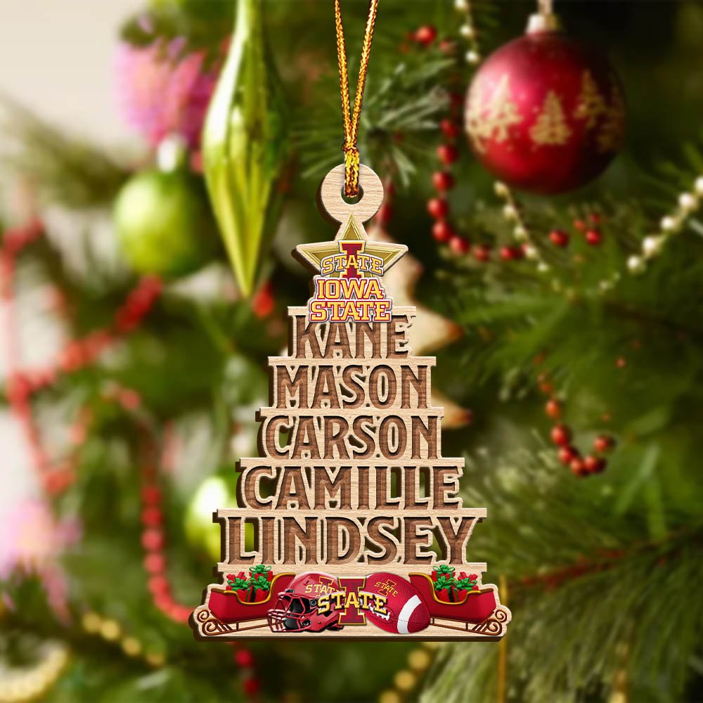 Alternative view of Iowa State Cyclones Wooden Ornament 2024 Version Personalized Family Members Names, Christmas Tree Ornament, Christmas Gifts For Sport Lovers ETHY-51906