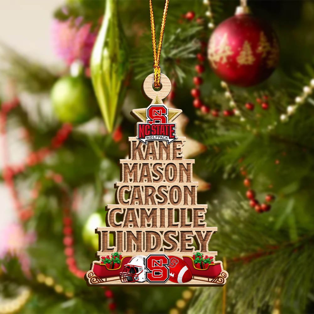 Alternative view of NC State Wolfpack Wooden Ornament 2024 Version Personalized Family Members Names, Christmas Tree Ornament, Christmas Gifts For Sport Lovers ETHY-51906