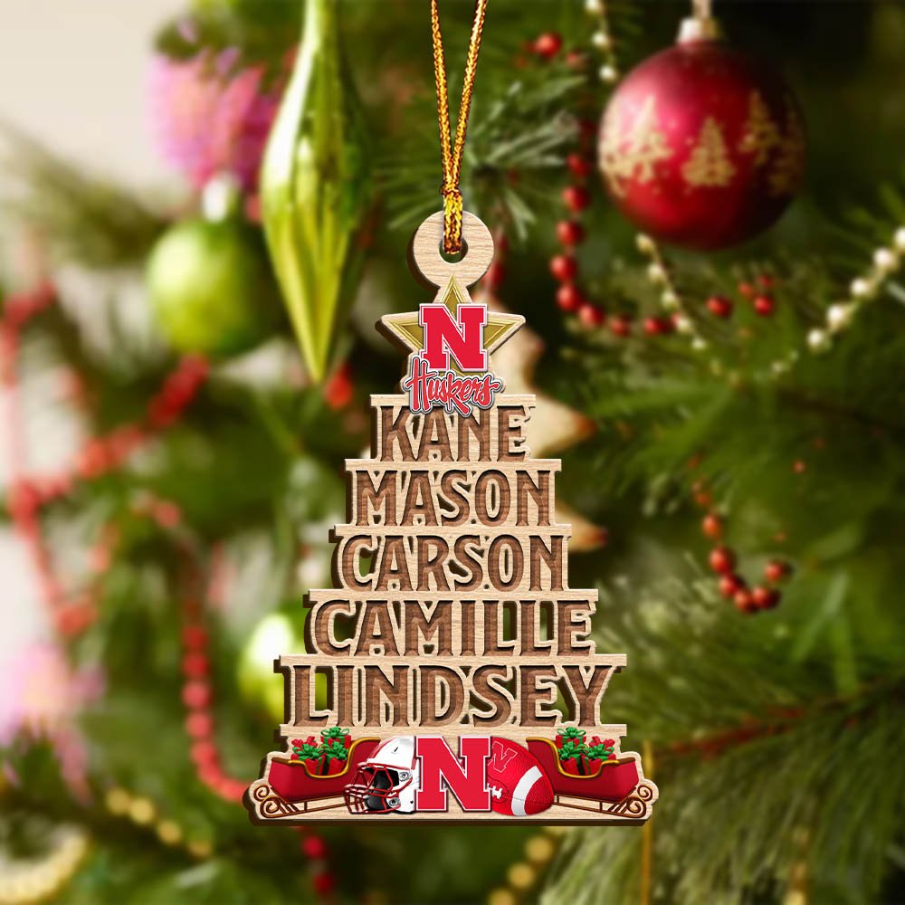 Alternative view of Nebraska Cornhuskers Wooden Ornament 2024 Version Personalized Family Members Names, Christmas Tree Ornament, Christmas Gifts For Sport Lovers ETHY-51906