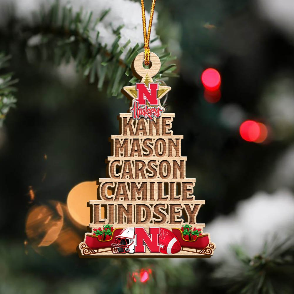 Nebraska Cornhuskers Wooden Ornament 2024 Version Personalized Family Members Names, Christmas Tree Ornament, Christmas Gifts For Sport Lovers ETHY-51906 - Image 4