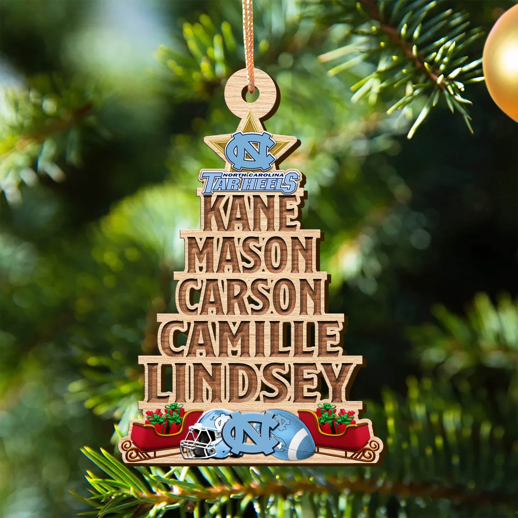 North Carolina Tar Heels Wooden Ornament 2024 Version Personalized Family Members Names, Christmas Tree Ornament, Christmas Gifts For Sport Lovers ETHY-51906