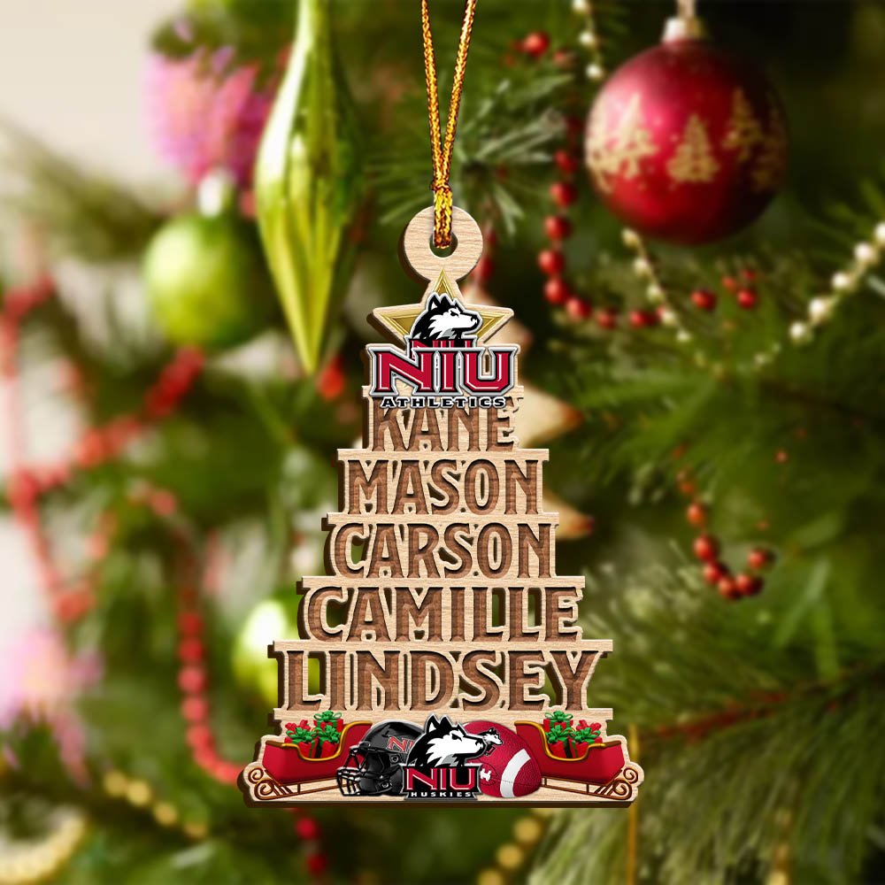 Alternative view of Northern Illinois Huskies Wooden Ornament 2024 Version Personalized Family Members Names, Christmas Tree Ornament, Christmas Gifts For Sport Lovers ETHY-51906