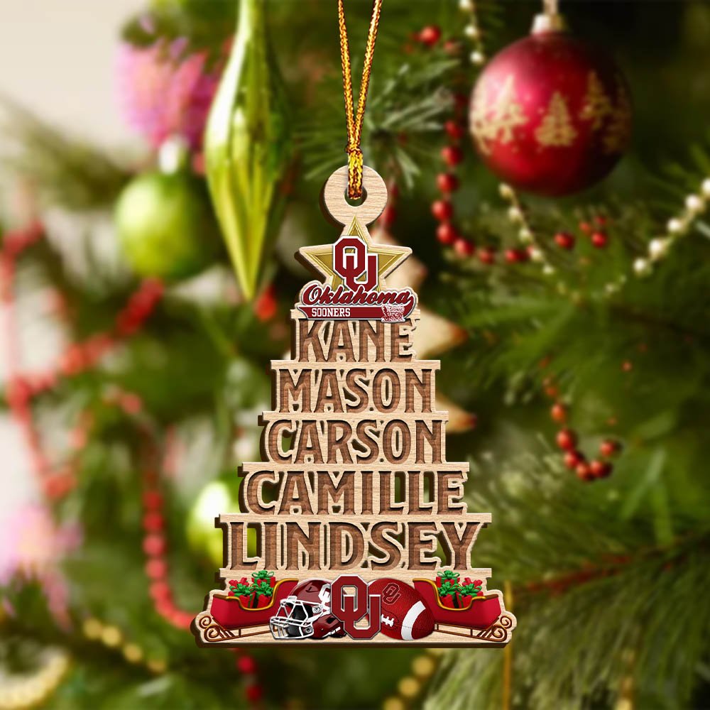 Alternative view of Oklahoma Sooners Wooden Ornament 2024 Version Personalized Family Members Names, Christmas Tree Ornament, Christmas Gifts For Sport Lovers ETHY-51906