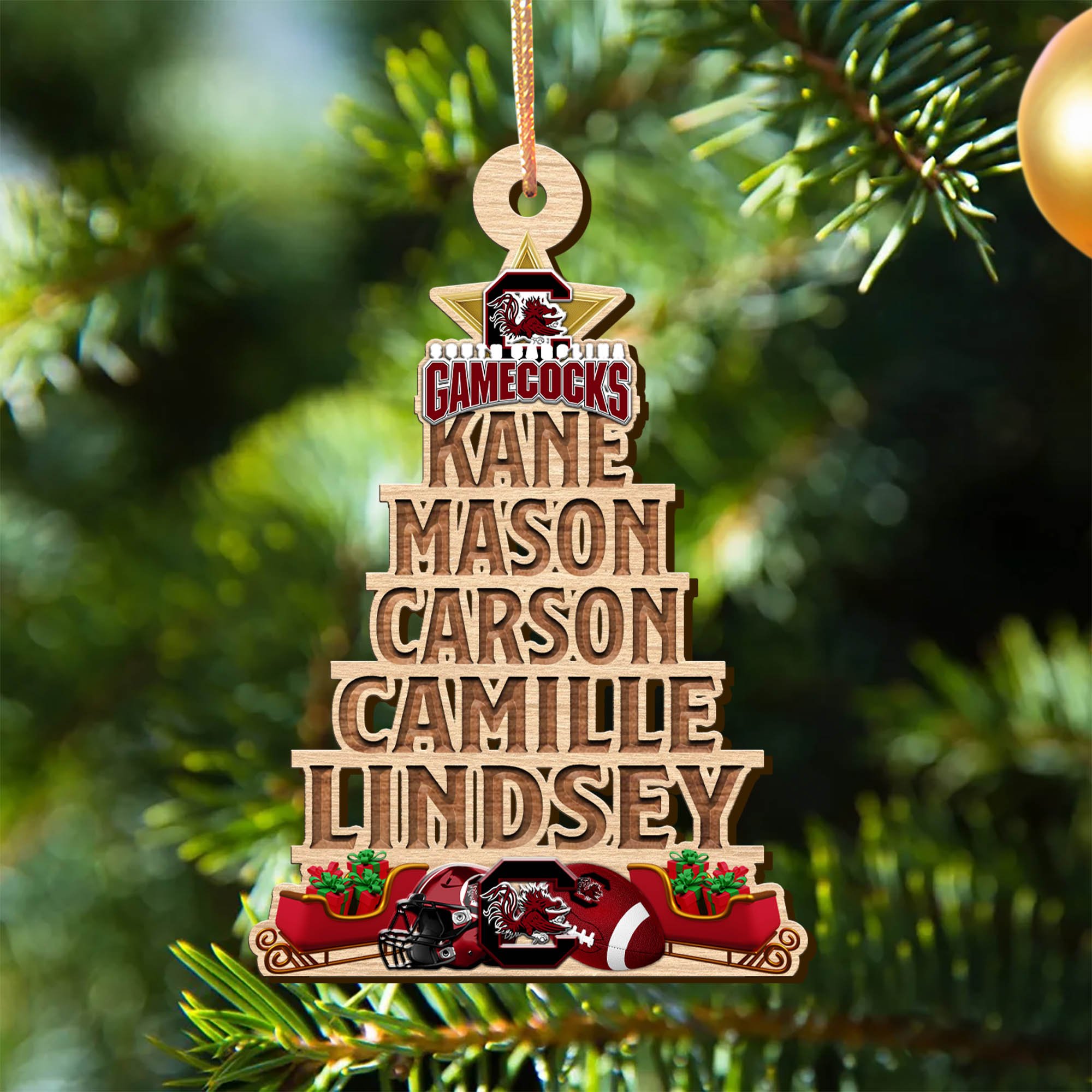 South Carolina Gamecocks Wooden Ornament 2024 Version Personalized Family Members Names, Christmas Tree Ornament, Christmas Gifts For Sport Lovers ETHY-51906