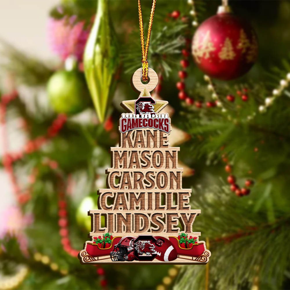 Alternative view of South Carolina Gamecocks Wooden Ornament 2024 Version Personalized Family Members Names, Christmas Tree Ornament, Christmas Gifts For Sport Lovers ETHY-51906