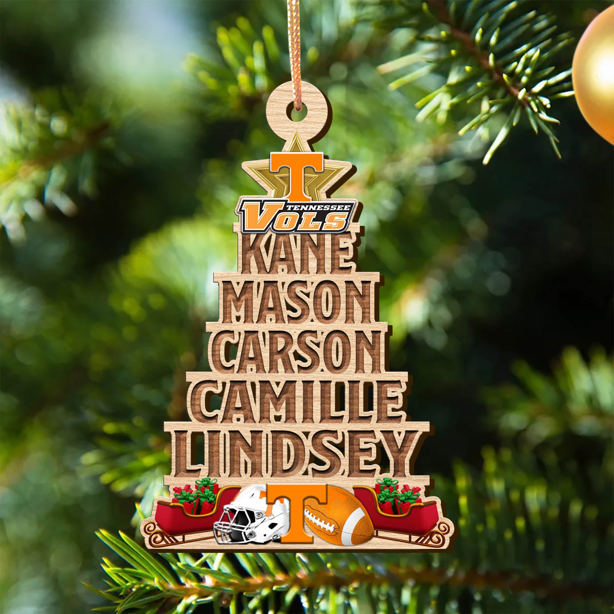 Tennessee Volunteers Wooden Ornament 2024 Version Personalized Family Members Names, Christmas Tree Ornament, Christmas Gifts For Sport Lovers ETHY-51906