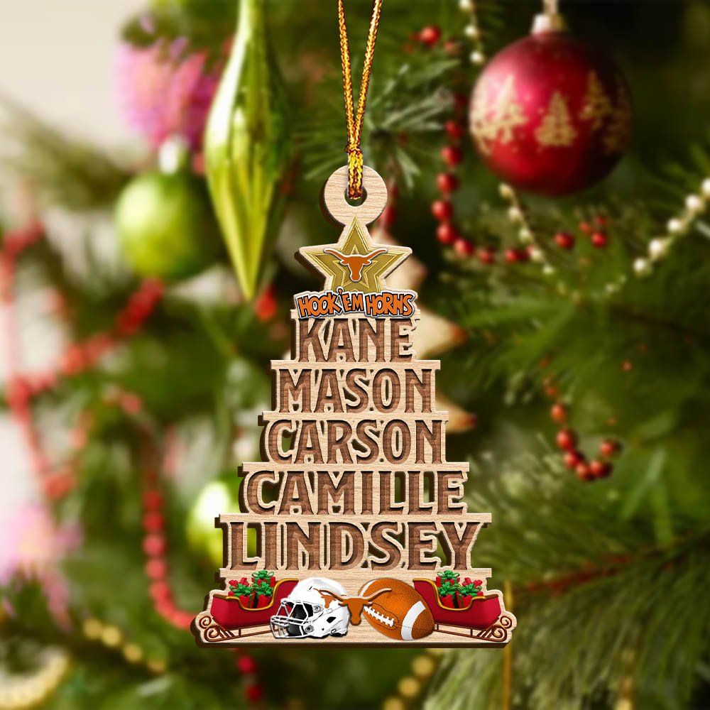 Alternative view of Texas Longhorns Wooden Ornament 2024 Version Personalized Family Members Names, Christmas Tree Ornament, Christmas Gifts For Sport Lovers ETHY-51906