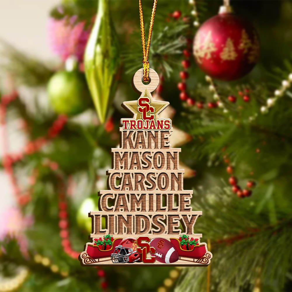 Alternative view of USC Trojans Wooden Ornament 2024 Version Personalized Family Members Names, Christmas Tree Ornament, Christmas Gifts For Sport Lovers ETHY-51906