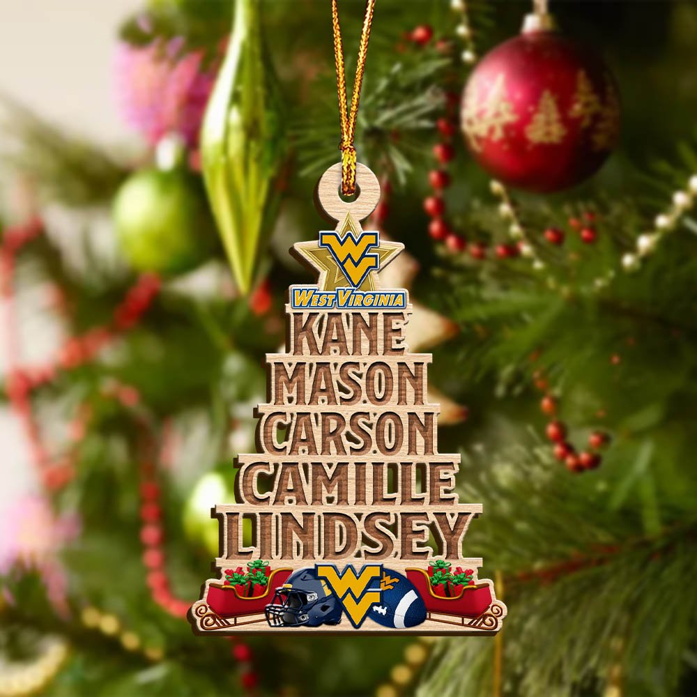 Alternative view of West Virginia Mountaineers Wooden Ornament 2024 Version Personalized Family Members Names, Christmas Tree Ornament, Christmas Gifts For Sport Lovers ETHY-51906
