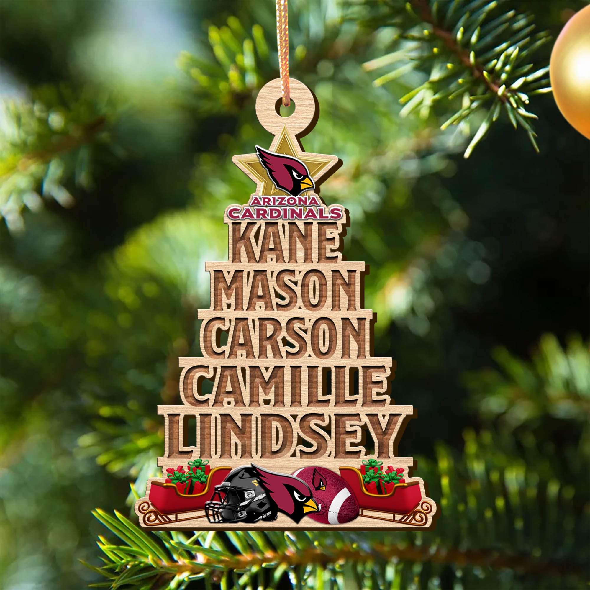 Arizona Cardinals Wooden Ornament 2024 Version Personalized Family Members Names, Christmas Tree Ornament, Christmas Gifts For Sport Lovers ETHY-51906