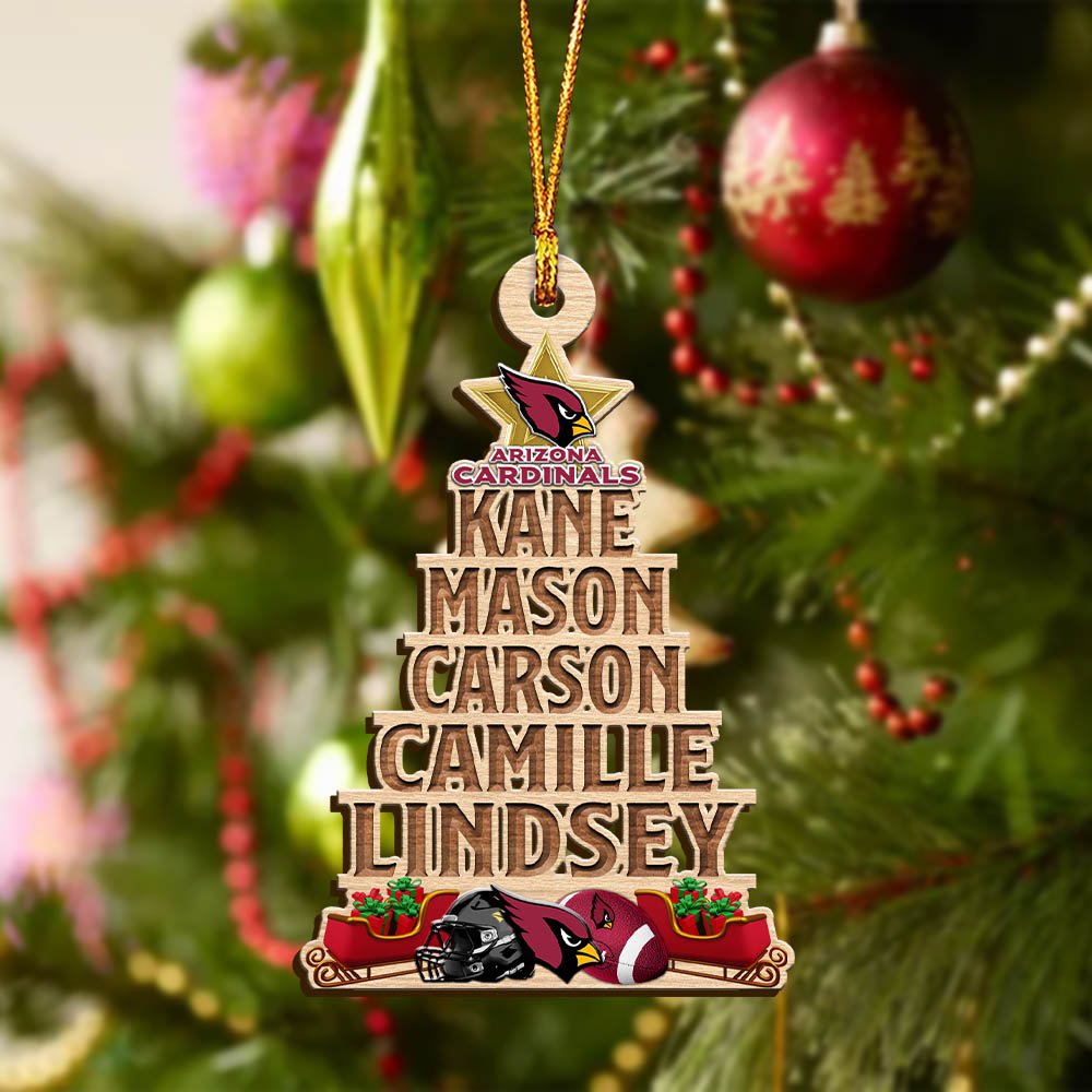 Alternative view of Arizona Cardinals Wooden Ornament 2024 Version Personalized Family Members Names, Christmas Tree Ornament, Christmas Gifts For Sport Lovers ETHY-51906