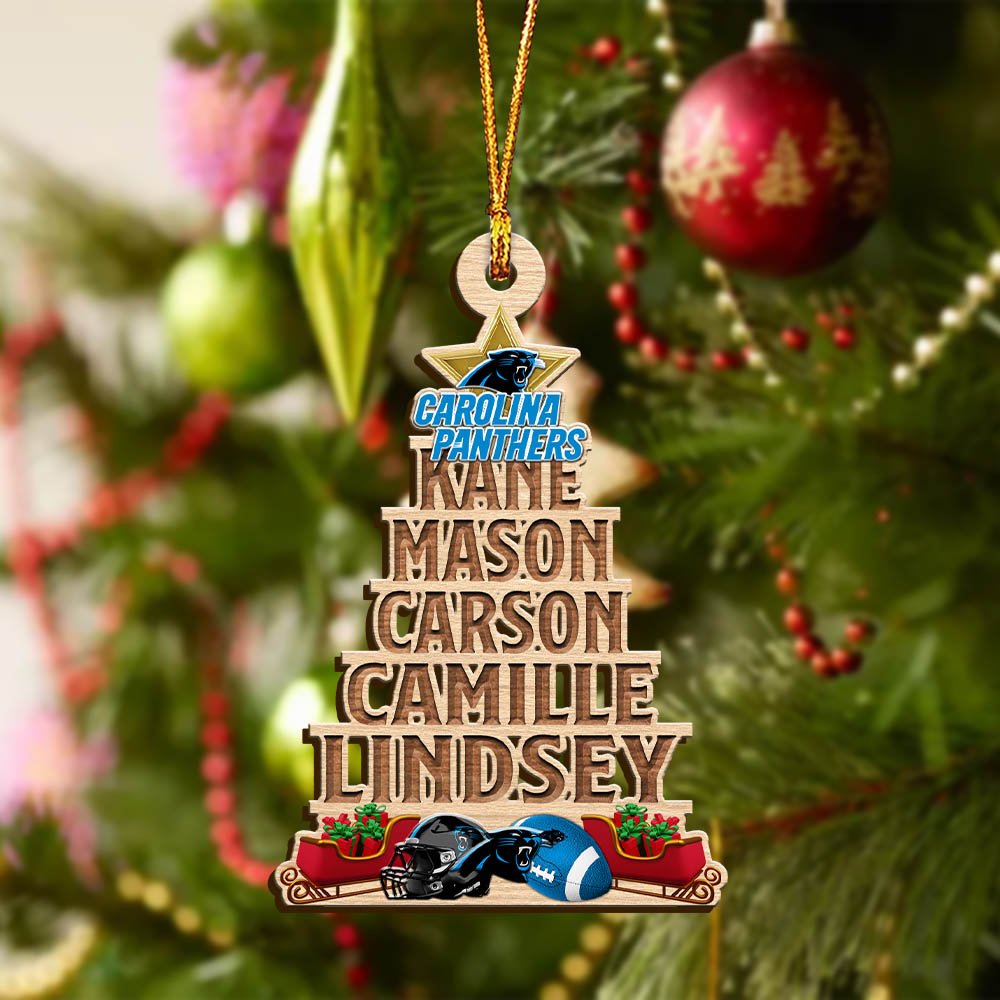 Alternative view of Carolina Panthers Wooden Ornament 2024 Version Personalized Family Members Names, Christmas Tree Ornament, Christmas Gifts For Sport Lovers ETHY-51906