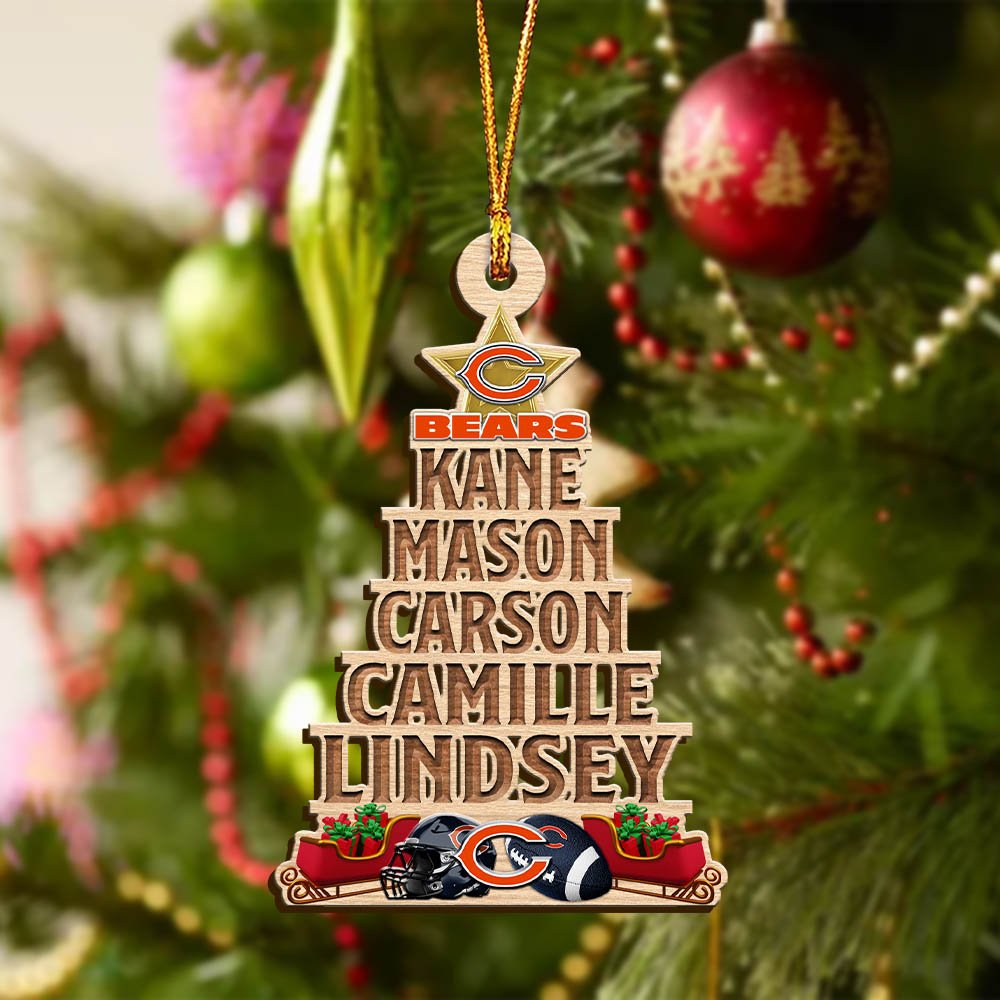 Alternative view of Chicago Bears Wooden Ornament 2024 Version Personalized Family Members Names, Christmas Tree Ornament, Christmas Gifts For Sport Lovers ETHY-51906