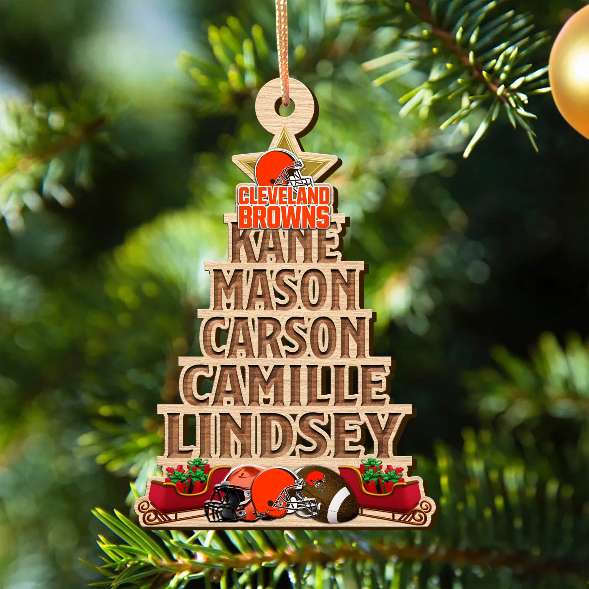 Cleveland Browns Wooden Ornament 2024 Version Personalized Family Members Names, Christmas Tree Ornament, Christmas Gifts For Sport Lovers ETHY-51906