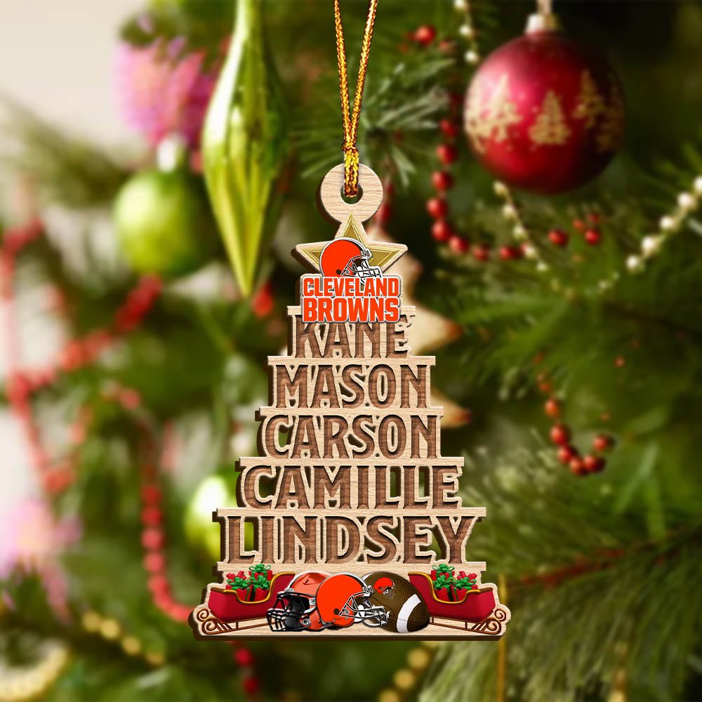 Alternative view of Cleveland Browns Wooden Ornament 2024 Version Personalized Family Members Names, Christmas Tree Ornament, Christmas Gifts For Sport Lovers ETHY-51906