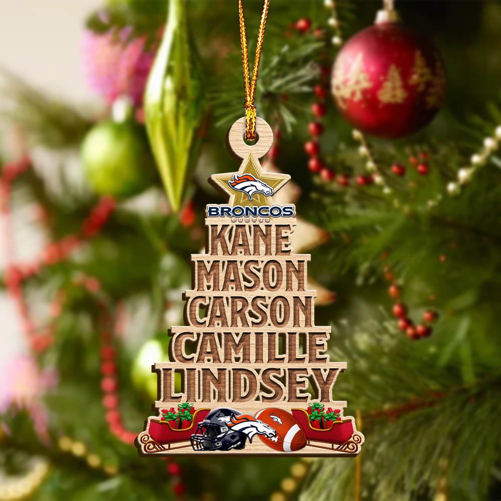 Alternative view of Denver Broncos Wooden Ornament 2024 Version Personalized Family Members Names, Christmas Tree Ornament, Christmas Gifts For Sport Lovers ETHY-51906