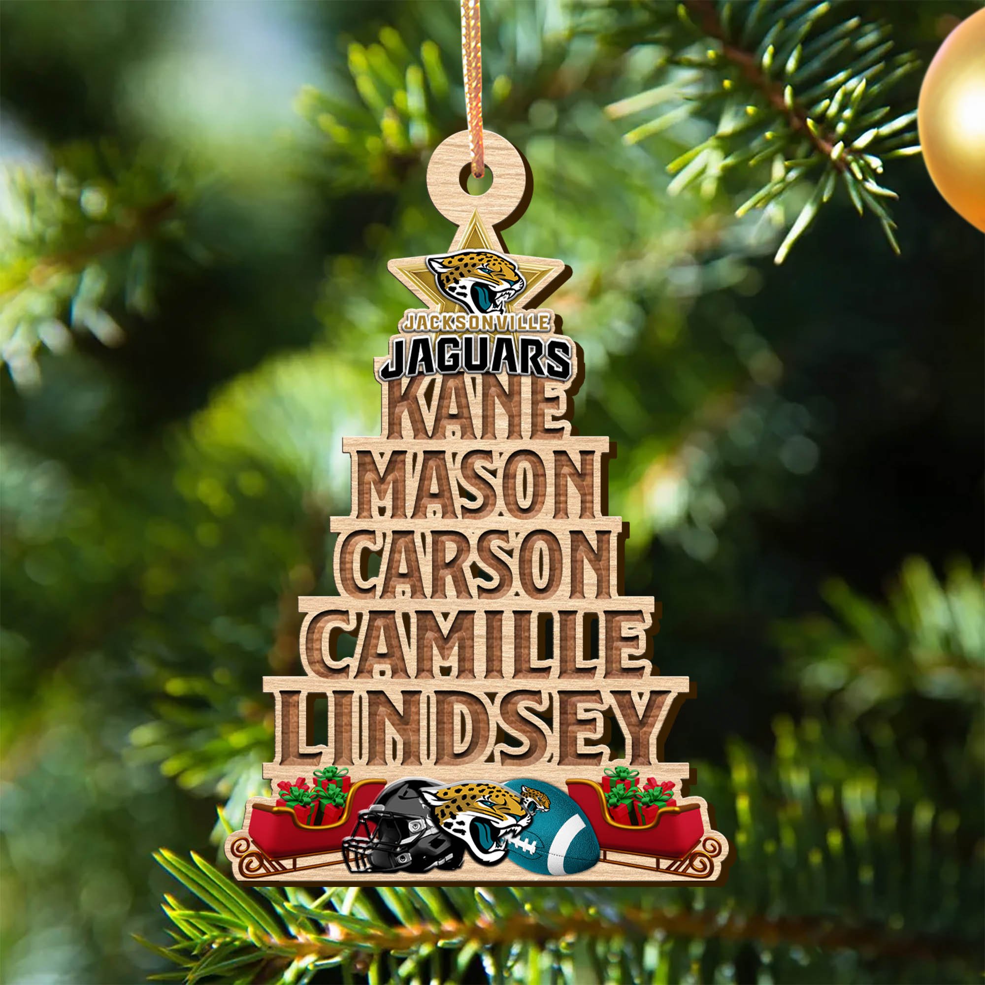 Jacksonville Jaguars Wooden Ornament 2024 Version Personalized Family Members Names, Christmas Tree Ornament, Christmas Gifts For Sport Lovers ETHY-51906