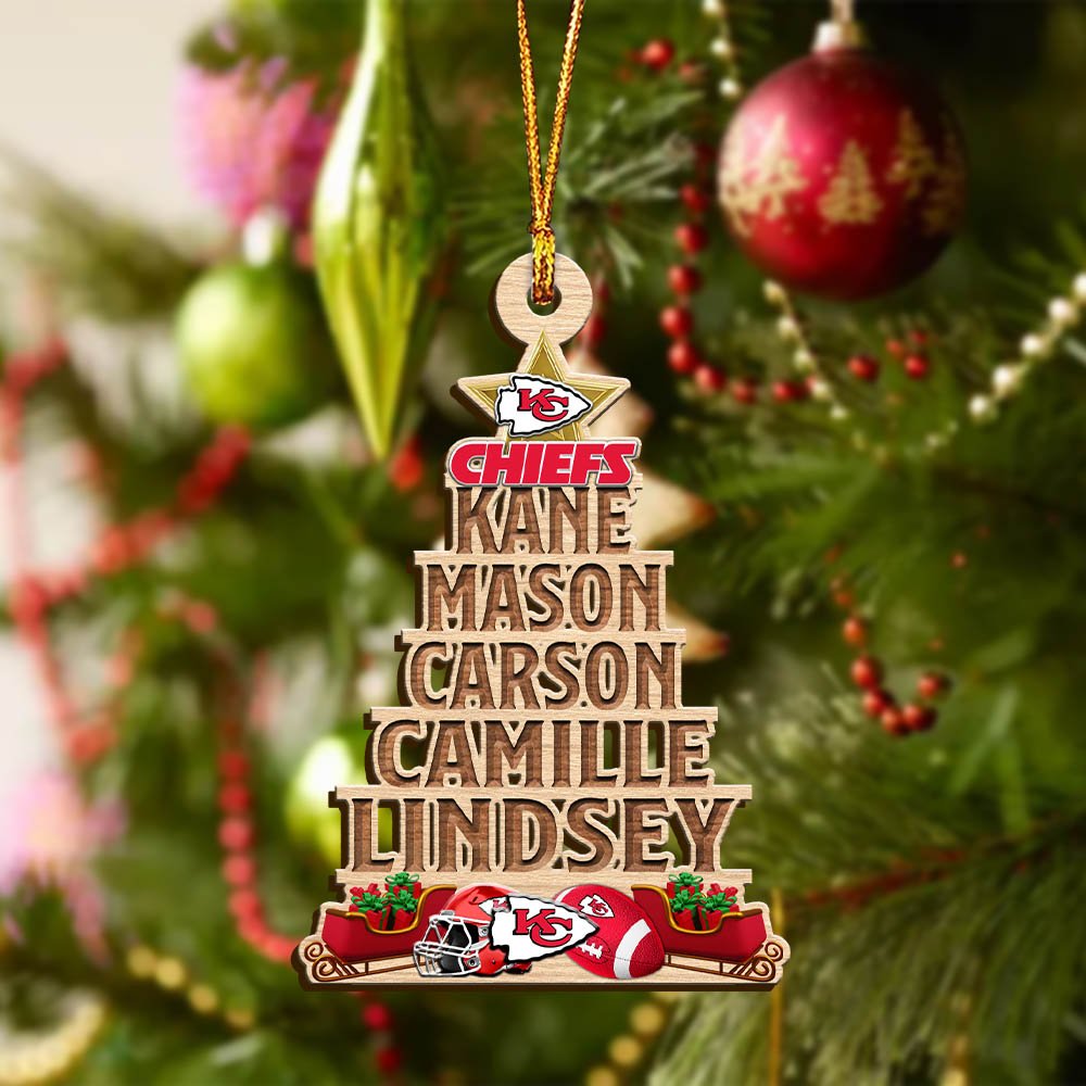 Alternative view of Kansas City Chiefs Wooden Ornament 2024 Version Personalized Family Members Names, Christmas Tree Ornament, Christmas Gifts For Sport Lovers ETHY-51906