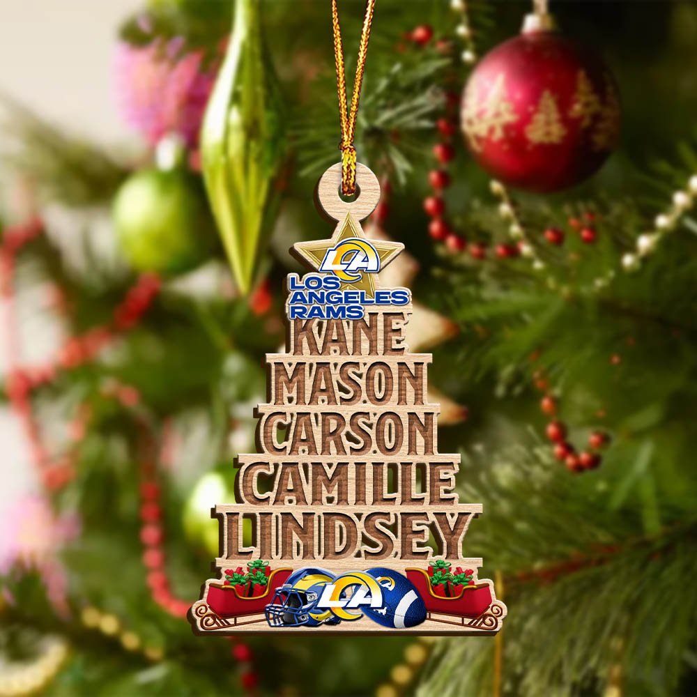Alternative view of Los Angeles Rams Wooden Ornament 2024 Version Personalized Family Members Names, Christmas Tree Ornament, Christmas Gifts For Sport Lovers ETHY-51906