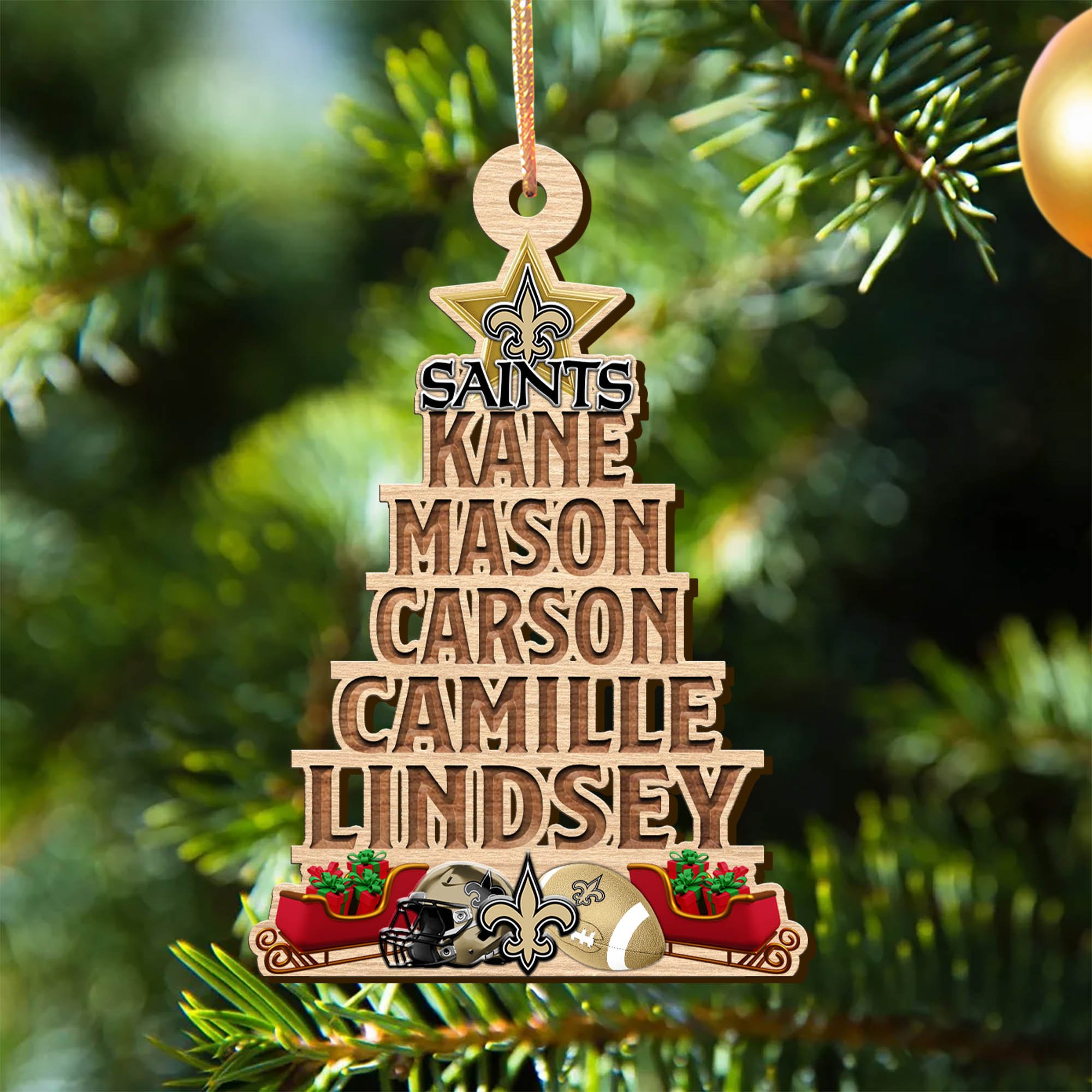 New Orleans Saints Wooden Ornament 2024 Version Personalized Family Members Names, Christmas Tree Ornament, Christmas Gifts For Sport Lovers ETHY-51906