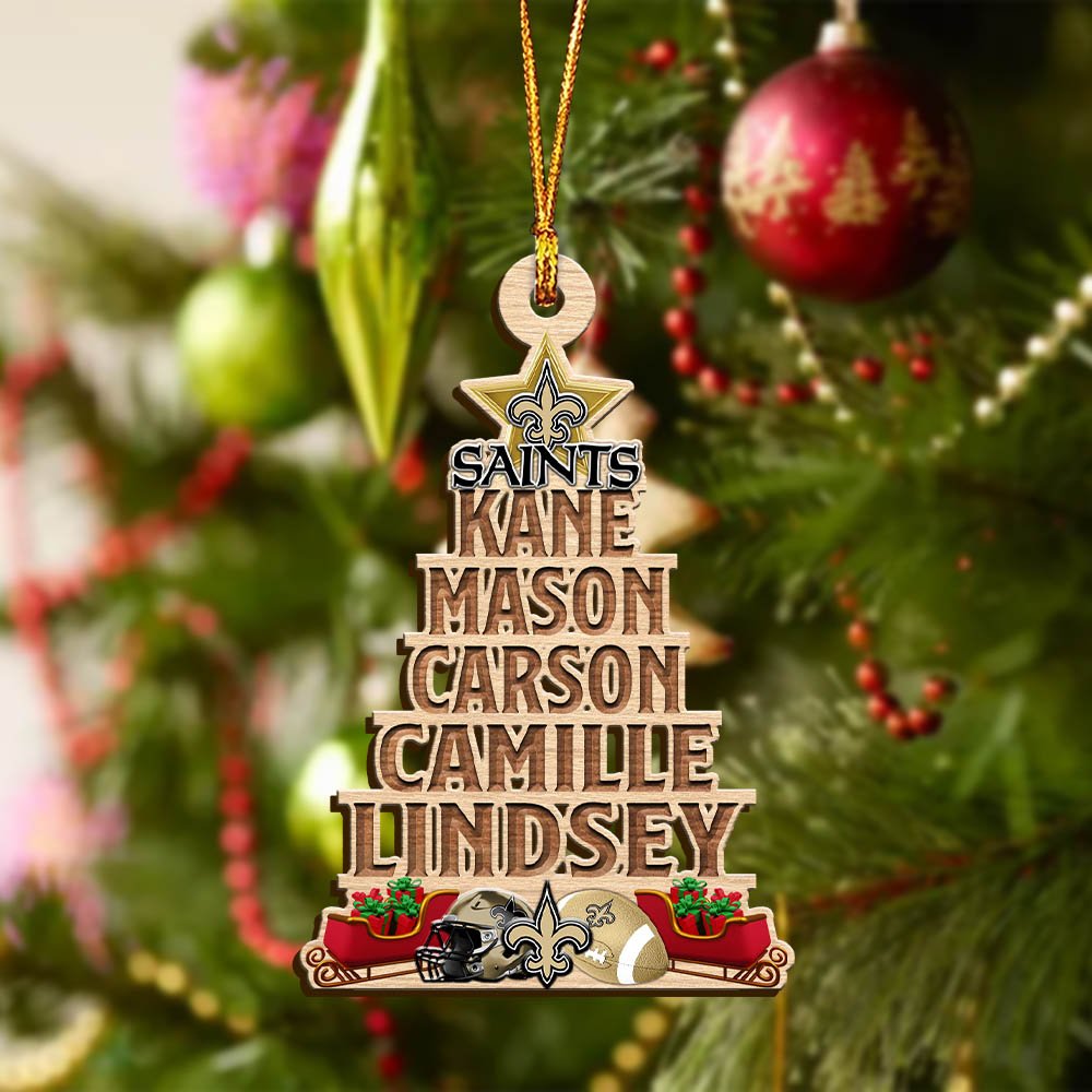 Alternative view of New Orleans Saints Wooden Ornament 2024 Version Personalized Family Members Names, Christmas Tree Ornament, Christmas Gifts For Sport Lovers ETHY-51906