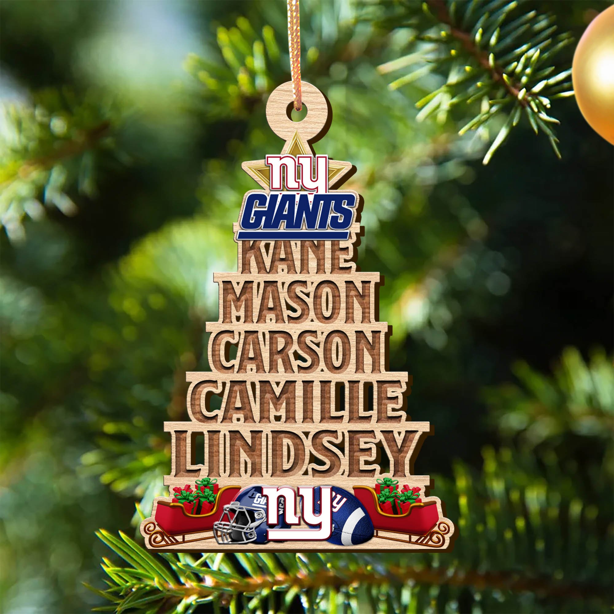 New York Giants Wooden Ornament 2024 Version Personalized Family Members Names, Christmas Tree Ornament, Christmas Gifts For Sport Lovers ETHY-51906