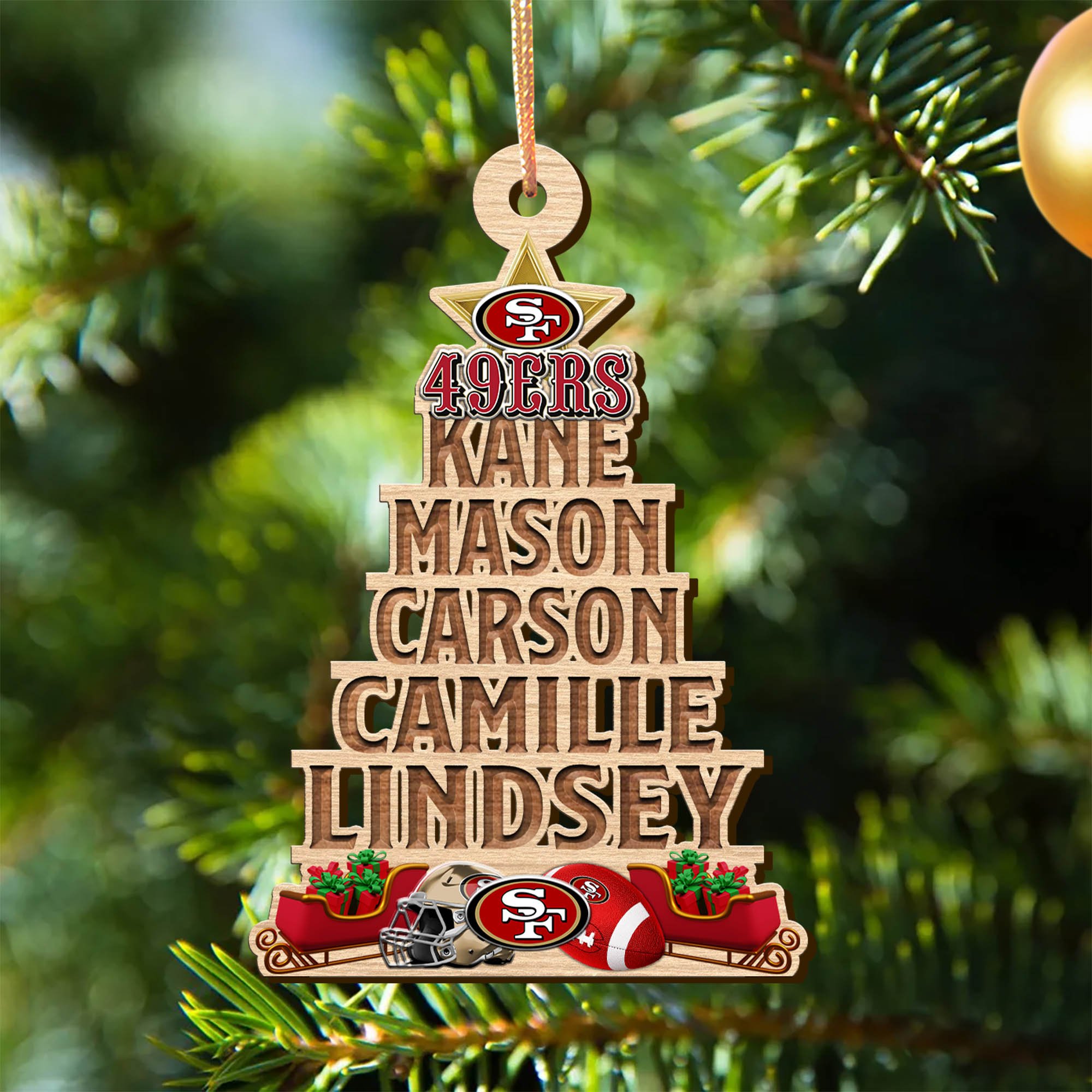 San Francisco 49ers Wooden Ornament 2024 Version Personalized Family Members Names, Christmas Tree Ornament, Christmas Gifts For Sport Lovers ETHY-51906