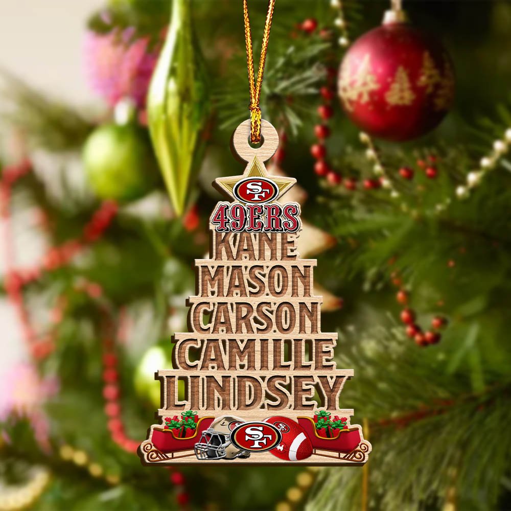 Alternative view of San Francisco 49ers Wooden Ornament 2024 Version Personalized Family Members Names, Christmas Tree Ornament, Christmas Gifts For Sport Lovers ETHY-51906