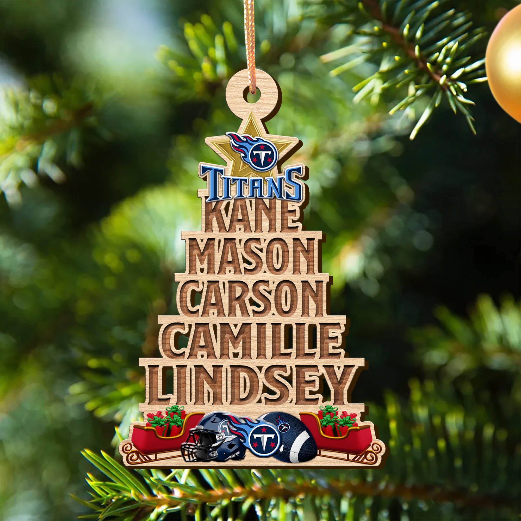 Tennessee Titans Wooden Ornament 2024 Version Personalized Family Members Names, Christmas Tree Ornament, Christmas Gifts For Sport Lovers ETHY-51906