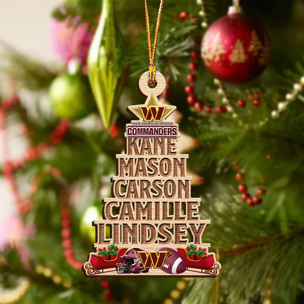 Alternative view of Washington Commanders Wooden Ornament 2024 Version Personalized Family Members Names, Christmas Tree Ornament, Christmas Gifts For Sport Lovers ETHY-51906