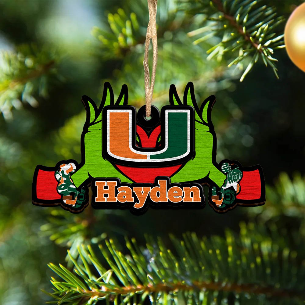 Miami Hurricanes 2 Layered Wooden Ornament 2024 Version Custom Your Name, Sport Hanging Ornament, Gifts For Fans ETHY-52234