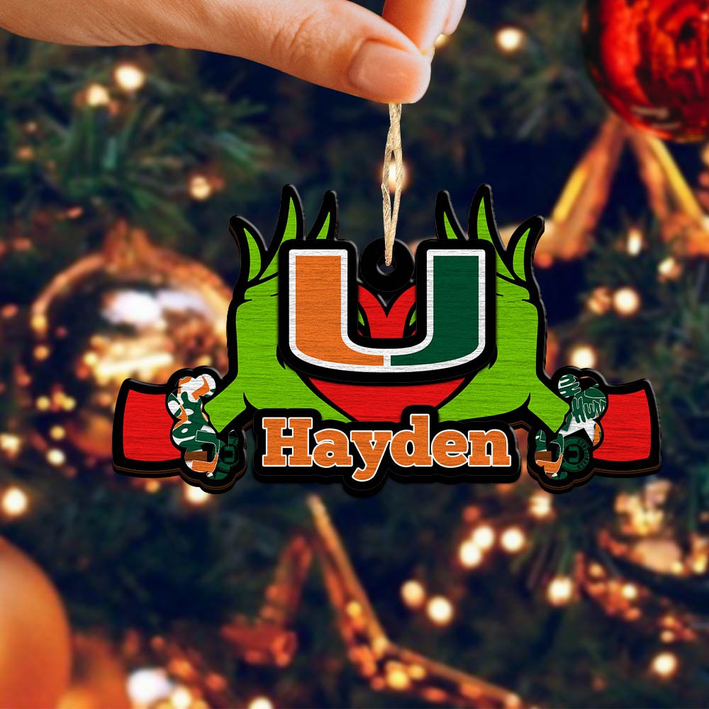 Alternative view of Miami Hurricanes 2 Layered Wooden Ornament 2024 Version Custom Your Name, Sport Hanging Ornament, Gifts For Fans ETHY-52234
