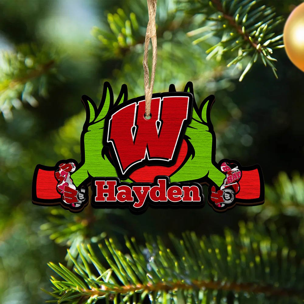 Wisconsin Badgers 2 Layered Wooden Ornament 2024 Version Custom Your Name, Sport Hanging Ornament, Gifts For Fans ETHY-52234