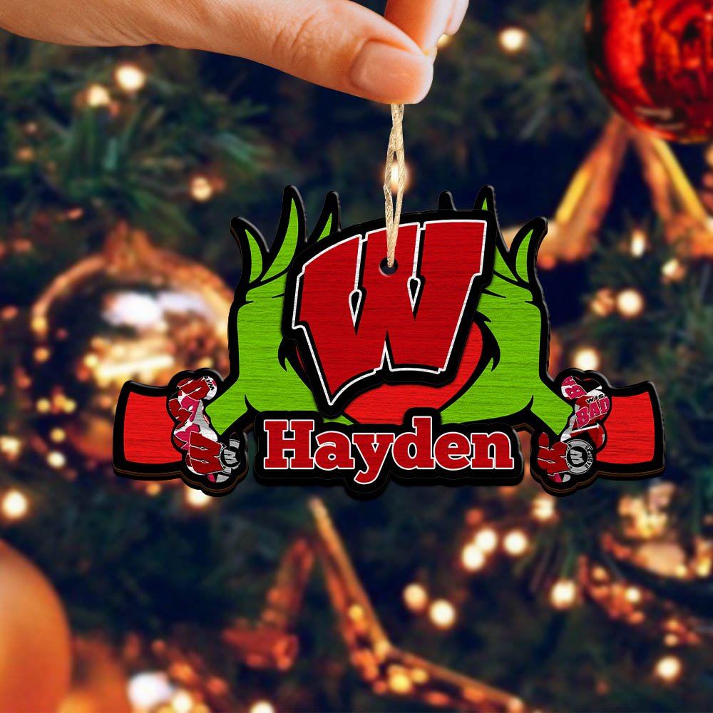 Alternative view of Wisconsin Badgers 2 Layered Wooden Ornament 2024 Version Custom Your Name, Sport Hanging Ornament, Gifts For Fans ETHY-52234
