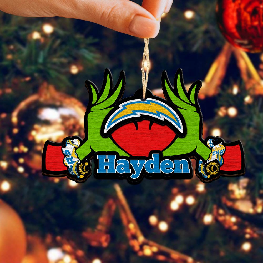 Alternative view of Los Angeles Chargers 2 Layered Wooden Ornament 2024 Version Custom Your Name, Sport Hanging Ornament, Gifts For Fans ETHY-52234