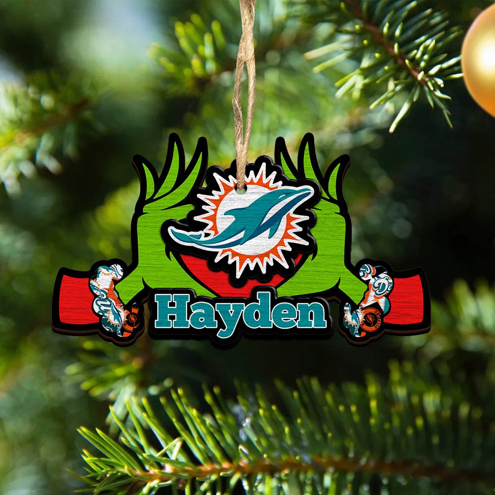 Miami Dolphins 2 Layered Wooden Ornament 2024 Version Custom Your Name, Sport Hanging Ornament, Gifts For Fans ETHY-52234
