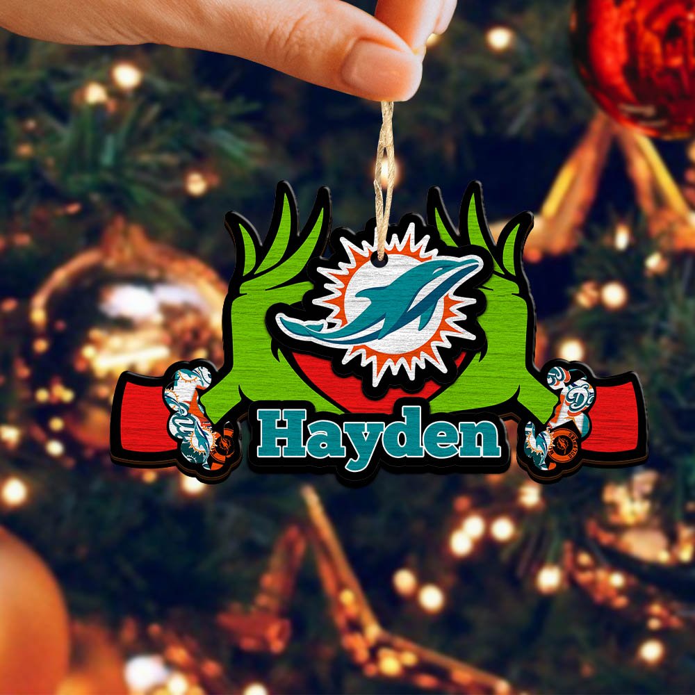 Alternative view of Miami Dolphins 2 Layered Wooden Ornament 2024 Version Custom Your Name, Sport Hanging Ornament, Gifts For Fans ETHY-52234