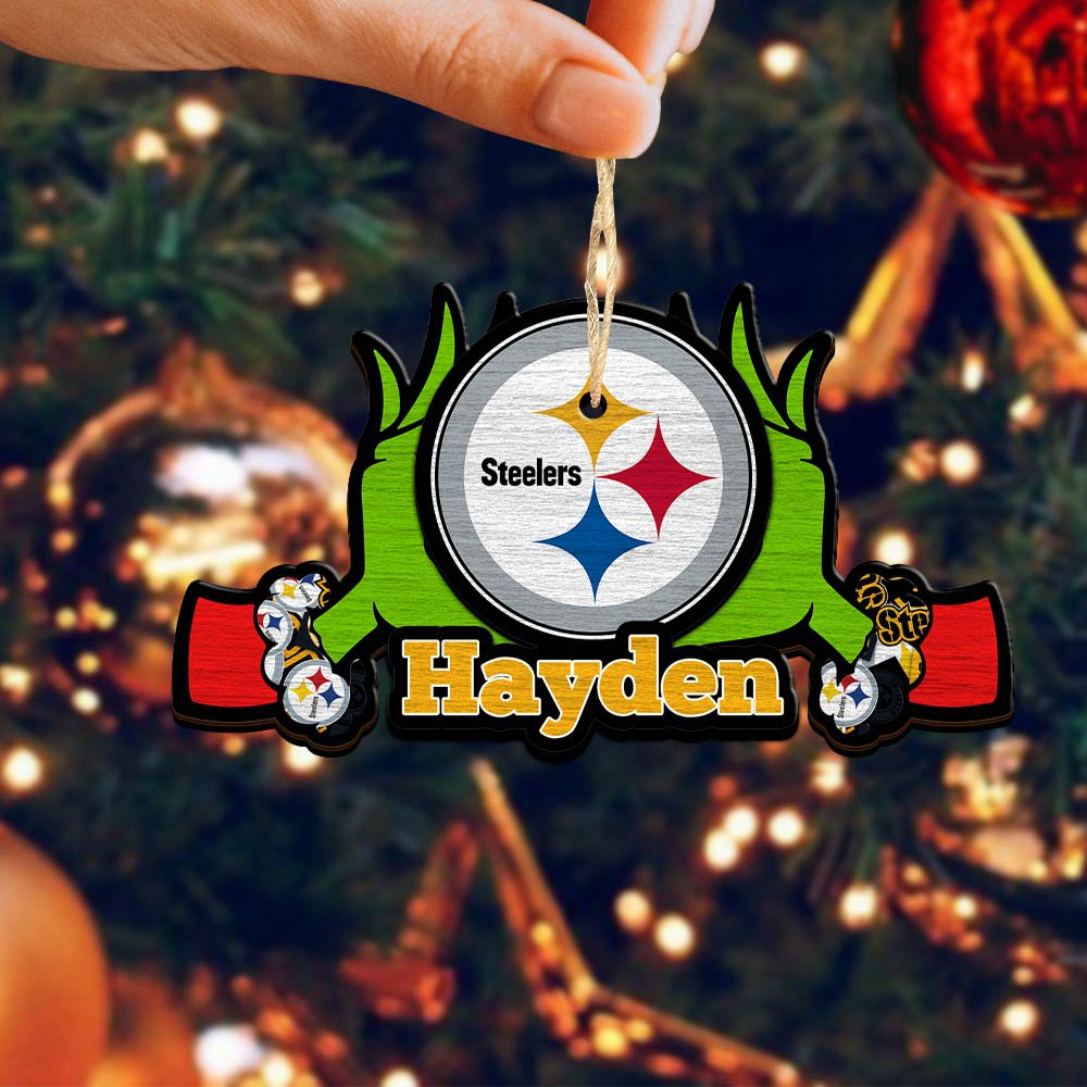 Alternative view of Pittsburgh Steelers 2 Layered Wooden Ornament 2024 Version Custom Your Name, Sport Hanging Ornament, Gifts For Fans ETHY-52234
