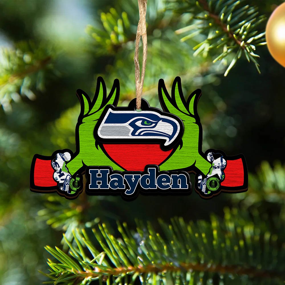 Seattle Seahawks 2 Layered Wooden Ornament 2024 Version Custom Your Name, Sport Hanging Ornament, Gifts For Fans ETHY-52234