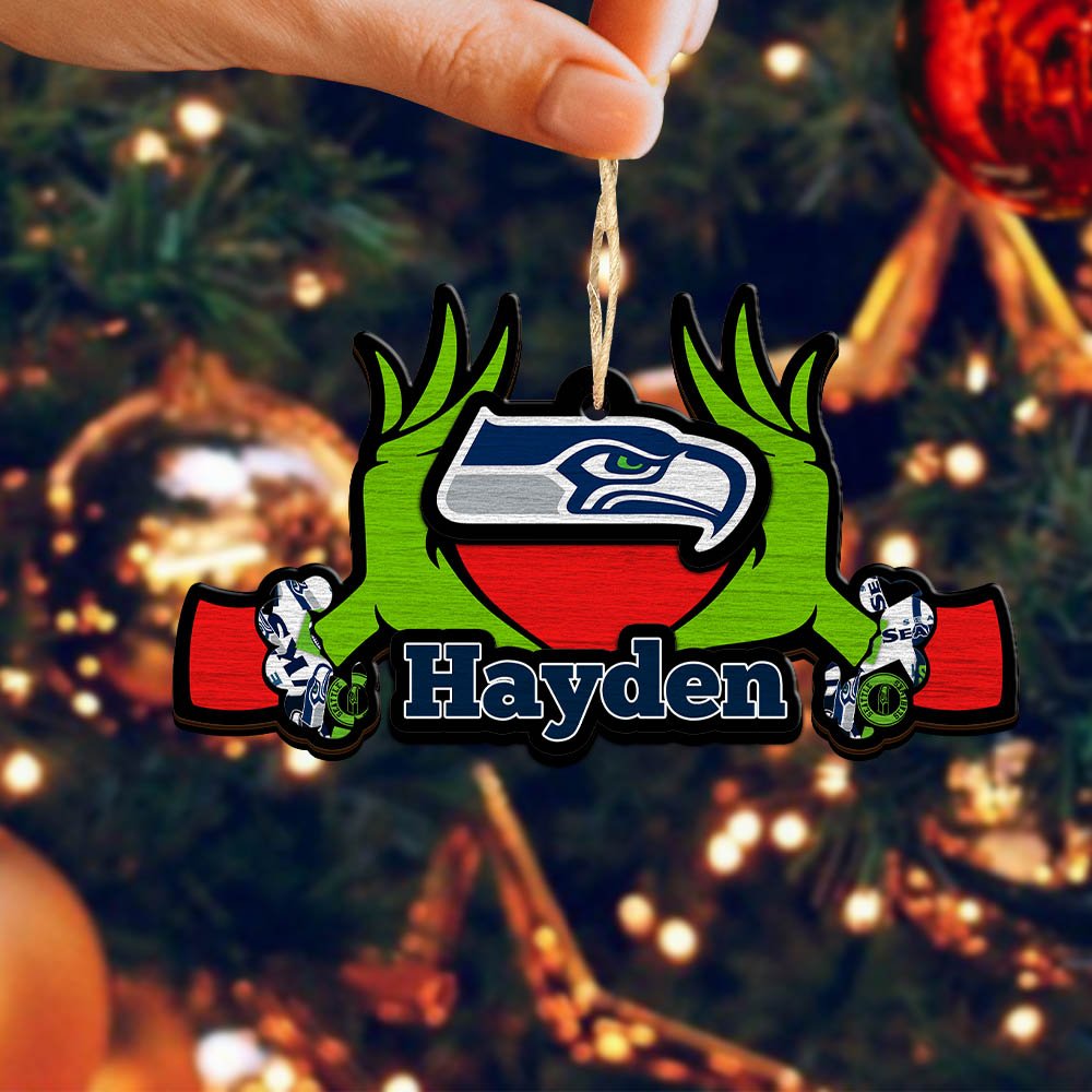 Alternative view of Seattle Seahawks 2 Layered Wooden Ornament 2024 Version Custom Your Name, Sport Hanging Ornament, Gifts For Fans ETHY-52234