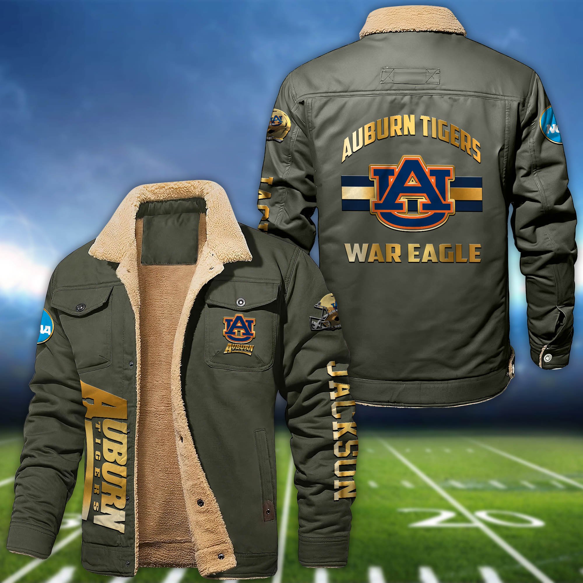 Alternative view of Auburn Tigers 2D Fleece Bomber Jacket 2024 Version Personalized Your Name, Sport Jackets, Gifts For Sport Fans ETHY-62794